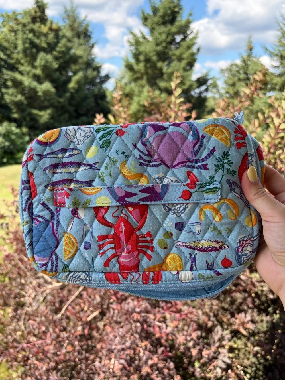 Vera Bradley lobster coastal Mediterranean makeup pouch cosmetic case travel bag